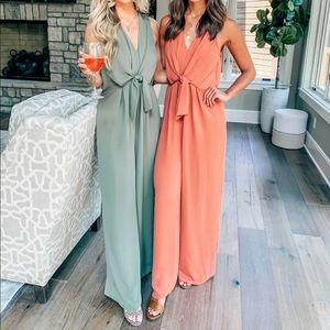 Green floor length romper